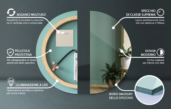 Badezimmerspiegel runder mit beleuchtung fi 50 cm