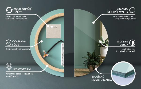 Spiegel für bad runder mit beleuchtung fi 90 cm