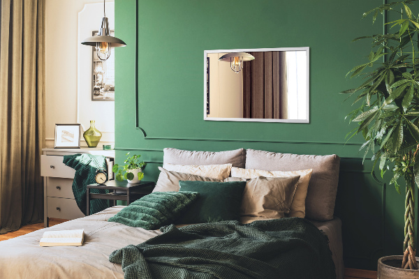 Rechteckiger spiegel für schlafzimmer weißer rahmen 80x60 cm