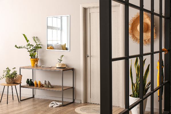 Flurspiegel rechteckig rahmen weiß 100x70 cm