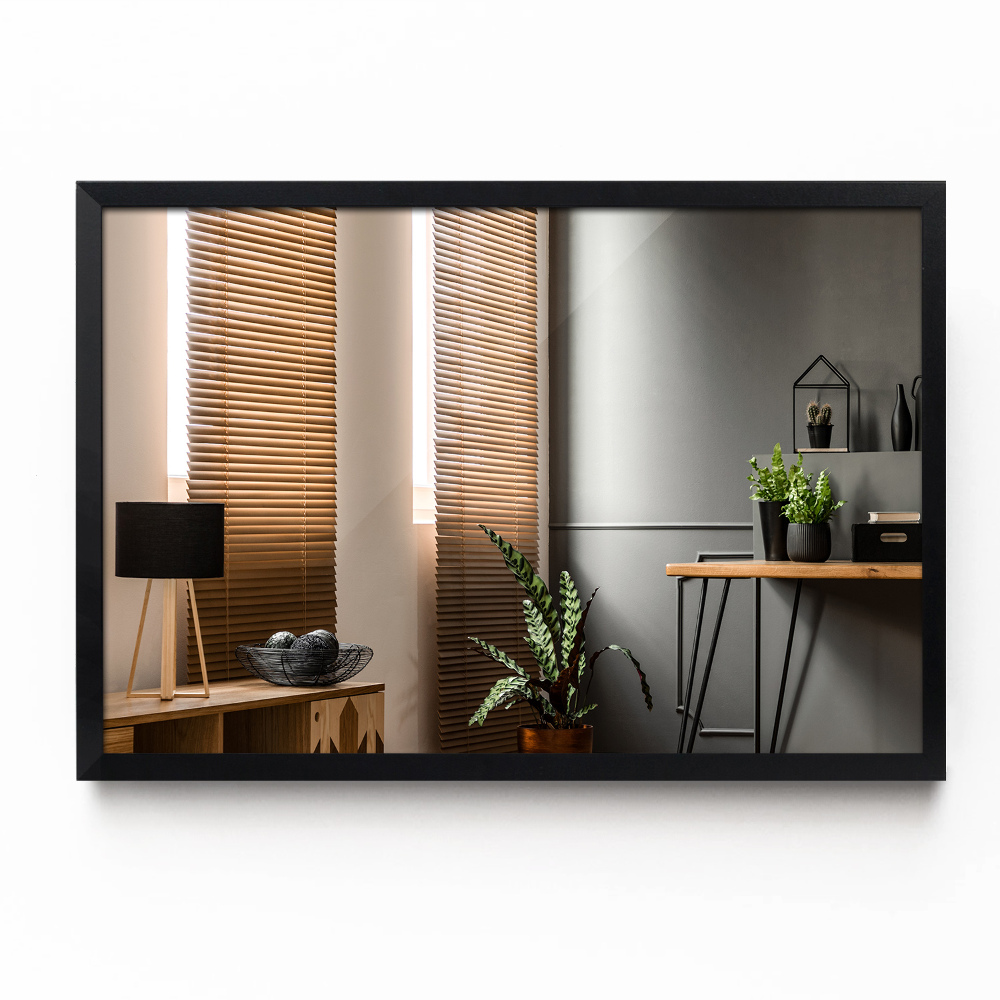 Spiegel für wohnzimmer rechteckig mit schwarzem rahmen 100x70 cm