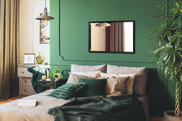 Spiegel für wohnzimmer rechteckig mit schwarzem rahmen 100x70 cm