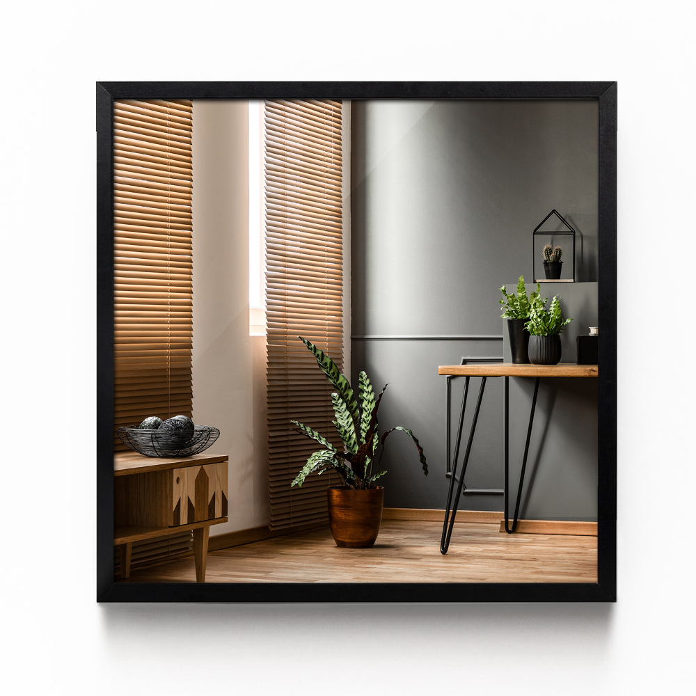 Spiegel wohnzimmer rechteckig mit schwarzem rahmen 50x50 cm