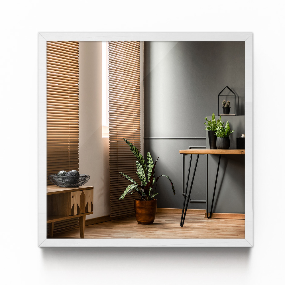 Spiegel wohnzimmer rechteckig mit weißem rahmen 50x50 cm