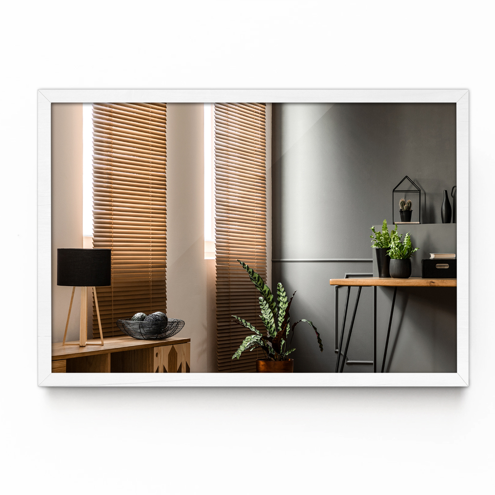 Spiegel für wohnzimmer rechteckig rahmen weiß 70x50 cm