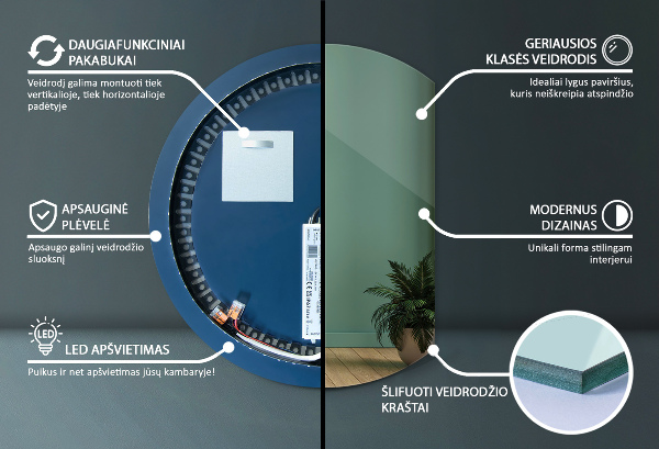 LED spiegel angeschnitten rund 74x90 cm