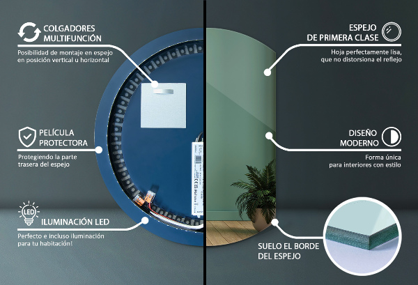 LED abgeschnittener spiegel 84x100 cm