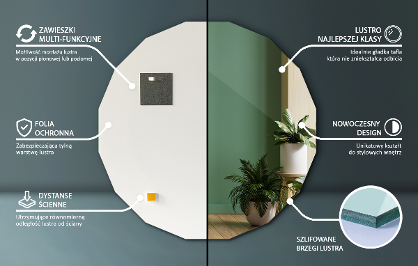 Geometrischer Spiegel originelle Form 50x50 cm