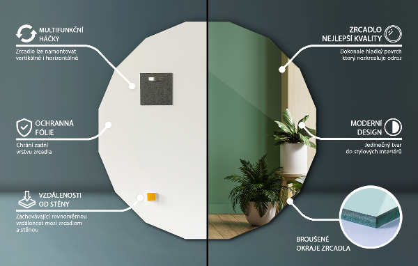 Polygonspiegel einzigartiges Design 60x60 cm