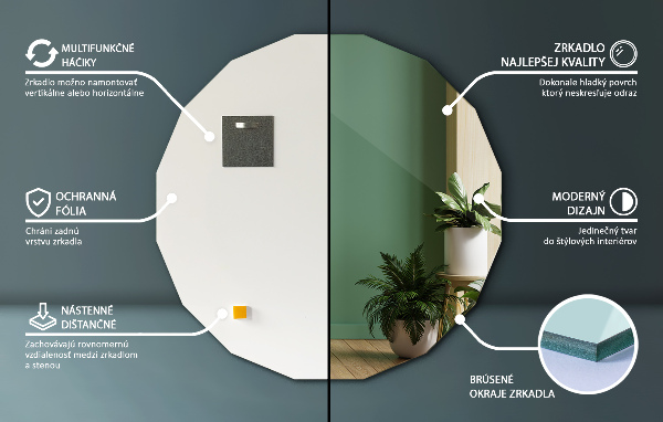 Polygonspiegel einzigartiges Design 60x60 cm