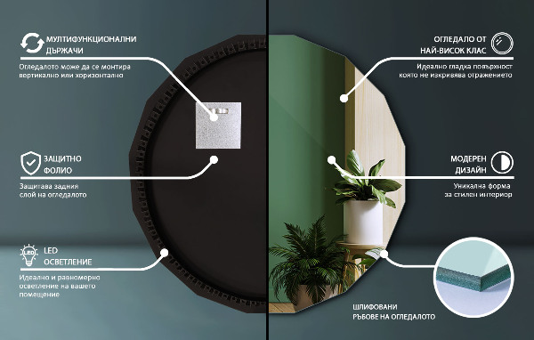 Spiegel in Polygonform LED 100x100 cm