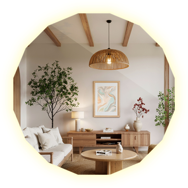 Spiegel in Polygonform LED 80x80 cm