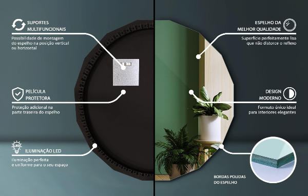 Spiegel in Polygonform LED 80x80 cm