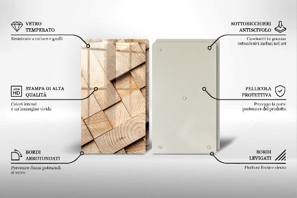 Herdabdeckung Holzquadrate