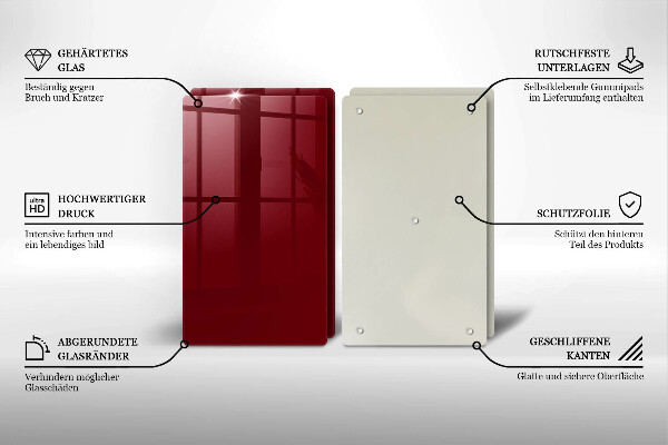 Herdabdeckplatte glas weinrote Farbe