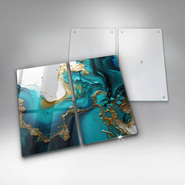 Herdabdeckung Türkisfarbene Abstraktion