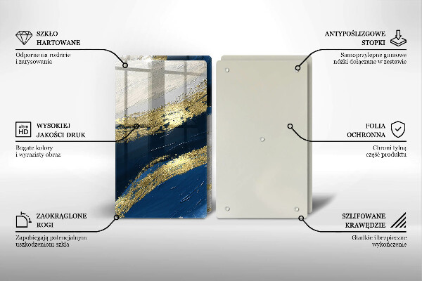 Herdabdeckplatte glas Textur mit Gold