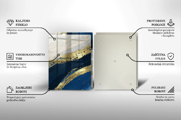 Herdabdeckplatte glas Textur mit Gold