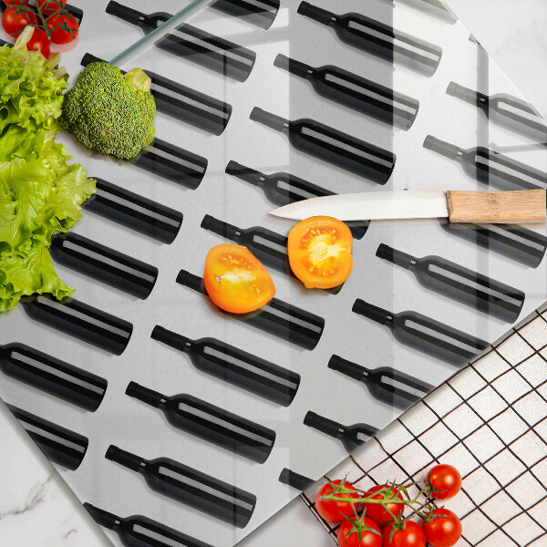 Herdabdeckplatte glas Schwarze Weinflaschen