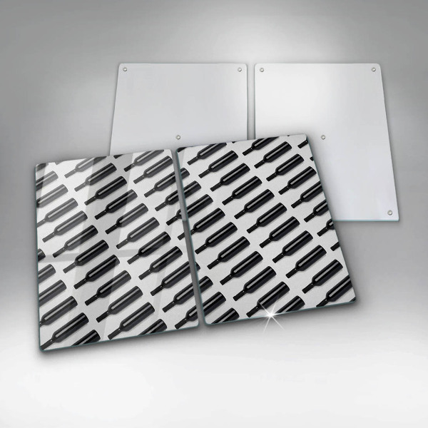 Herdabdeckplatte glas Schwarze Weinflaschen