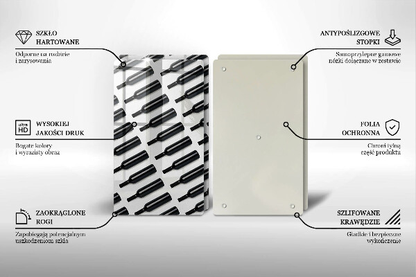 Herdabdeckplatte glas Schwarze Weinflaschen