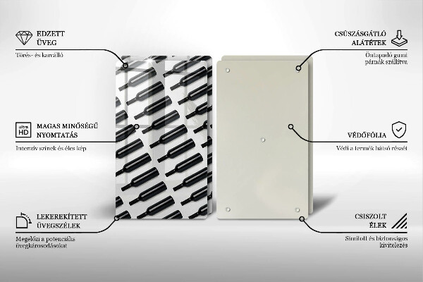 Herdabdeckplatte glas Schwarze Weinflaschen