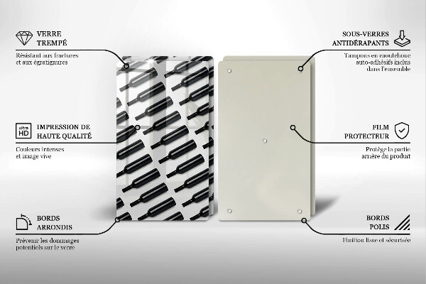 Herdabdeckplatte glas Schwarze Weinflaschen