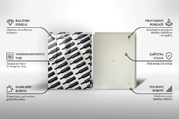 Herdabdeckplatte glas Schwarze Weinflaschen