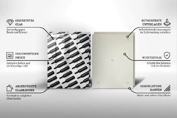 Herdabdeckplatte glas Schwarze Weinflaschen