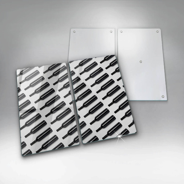 Herdabdeckplatte glas Schwarze Weinflaschen