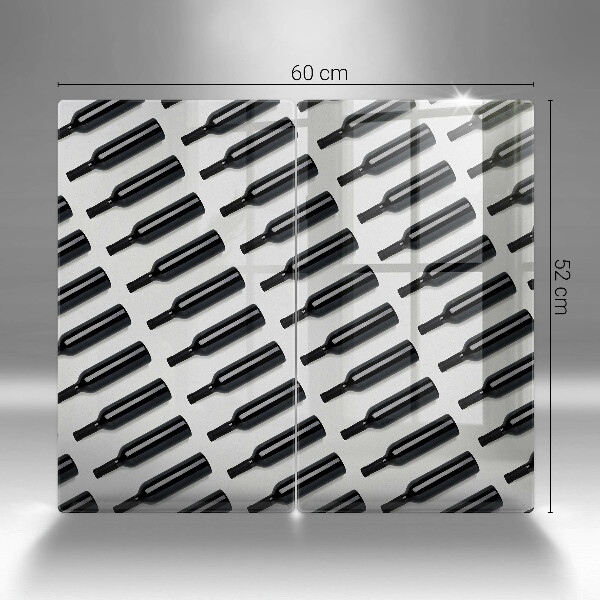Herdabdeckplatte glas Schwarze Weinflaschen
