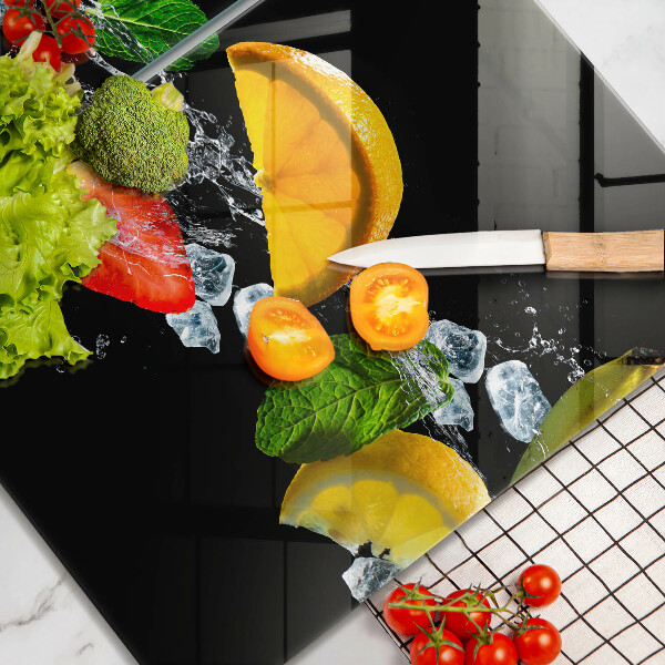 Herdabdeckplatte glas Früchte im Wasser