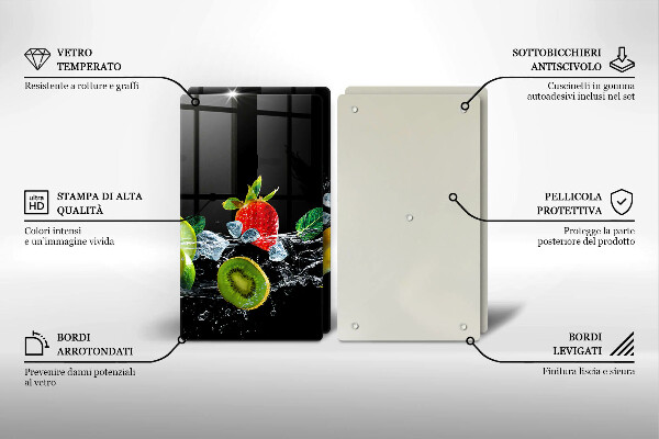 Herdabdeckplatte glas Früchte im Wasser