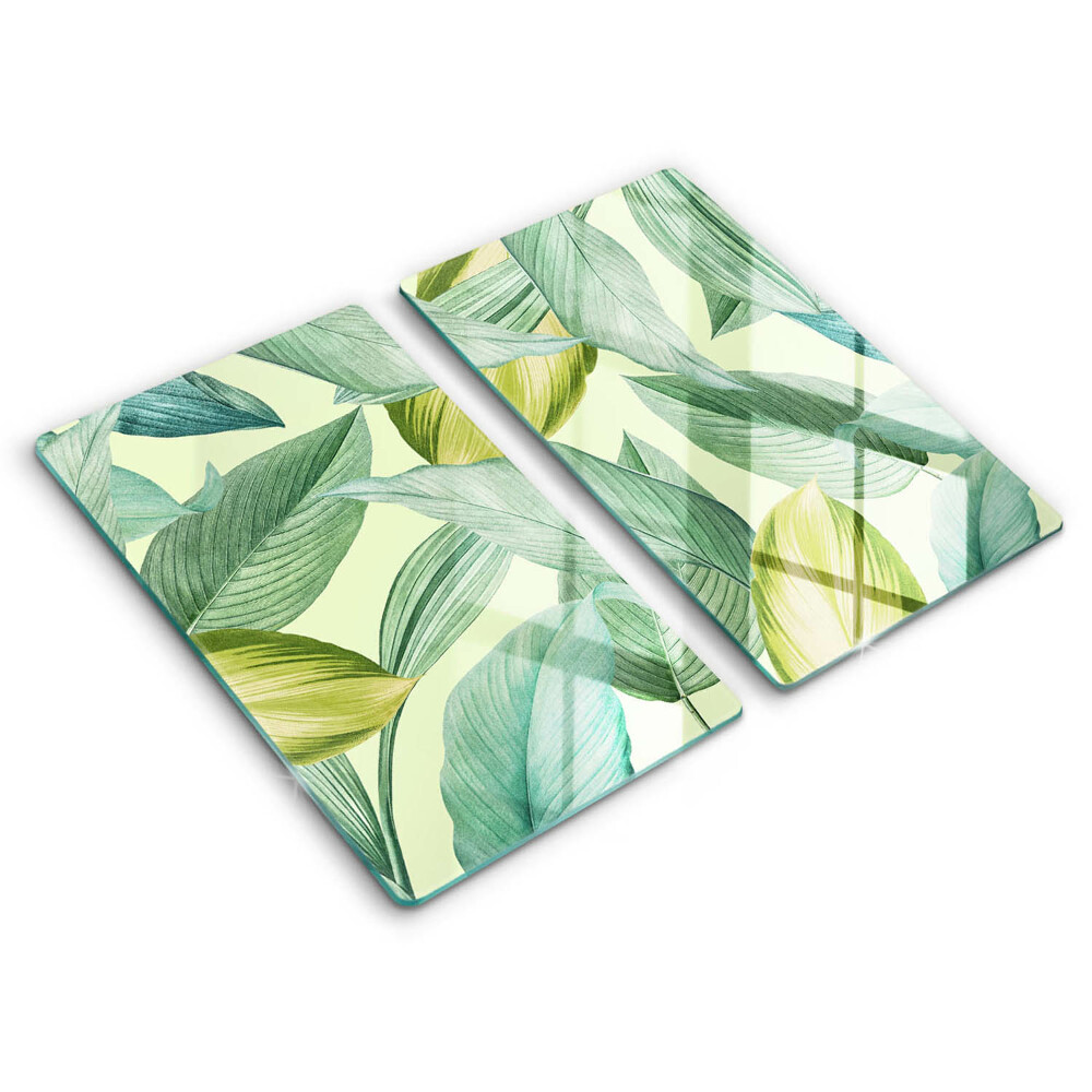 Herdabdeckplatte glas Grüne tropische Blätter