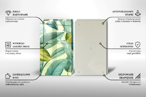 Herdabdeckplatte glas Grüne tropische Blätter