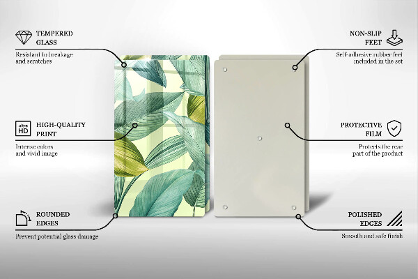 Herdabdeckplatte glas Grüne tropische Blätter