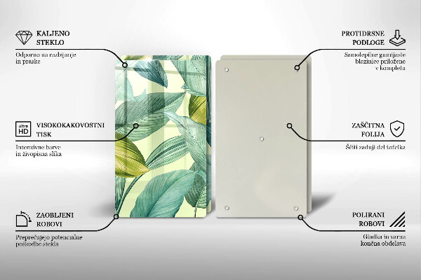 Herdabdeckplatte glas Grüne tropische Blätter