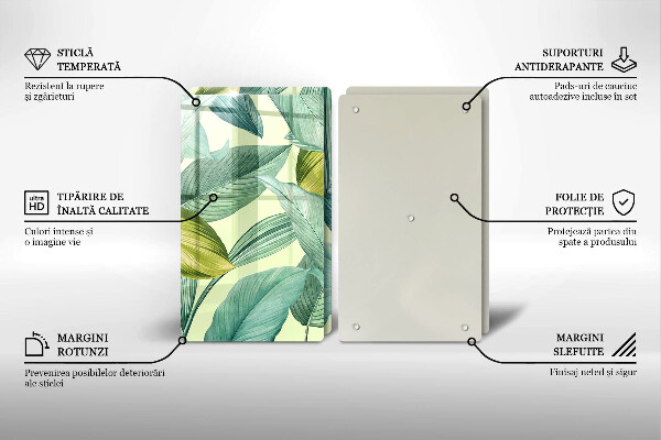 Herdabdeckplatte glas Grüne tropische Blätter
