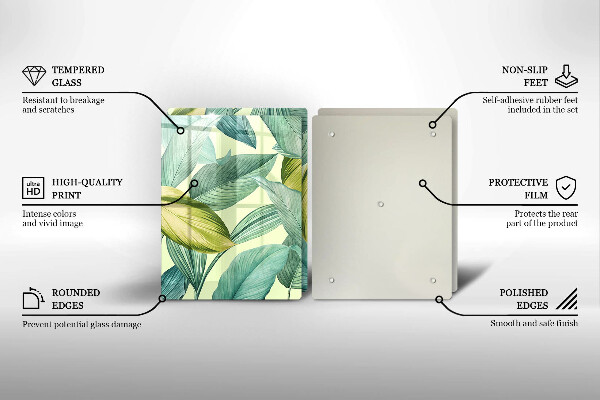 Herdabdeckplatte glas Grüne tropische Blätter