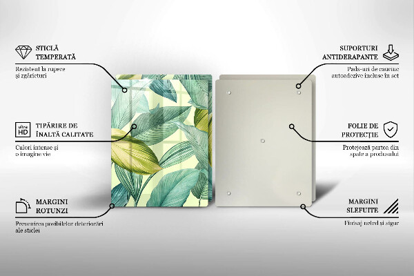 Herdabdeckplatte glas Grüne tropische Blätter