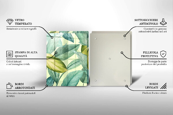Herdabdeckplatte glas Grüne tropische Blätter