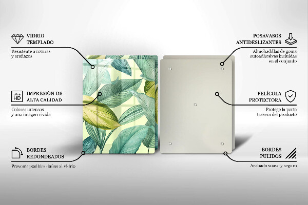 Herdabdeckplatte glas Grüne tropische Blätter