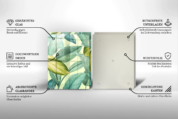 Herdabdeckplatte glas Grüne tropische Blätter