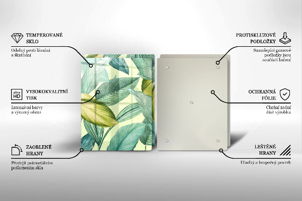 Herdabdeckplatte glas Grüne tropische Blätter