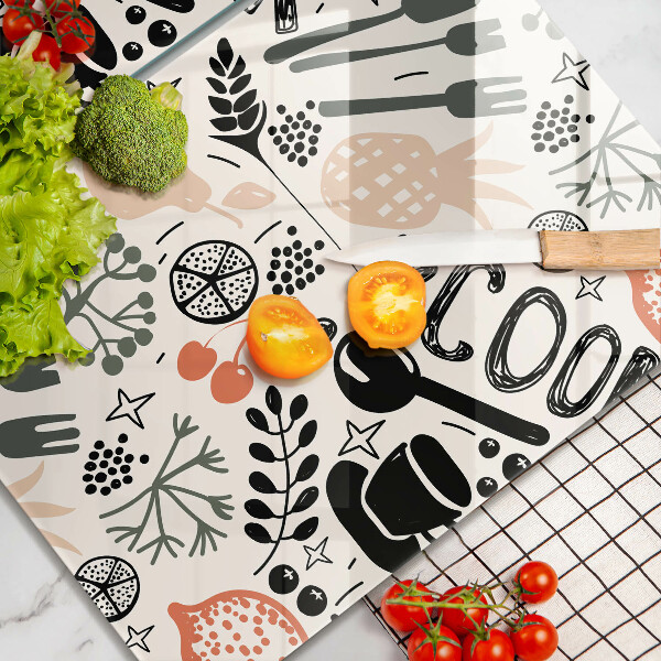 Herdabdeckplatte glas Cartoon-Küchenmotiv