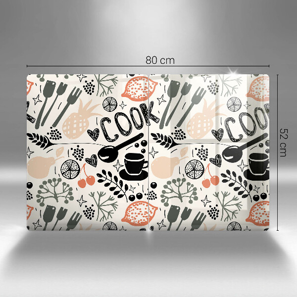 Herdabdeckplatte glas Cartoon-Küchenmotiv