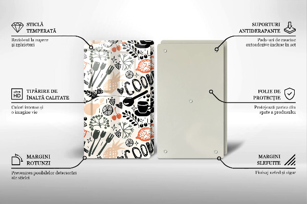 Herdabdeckplatte glas Cartoon-Küchenmotiv