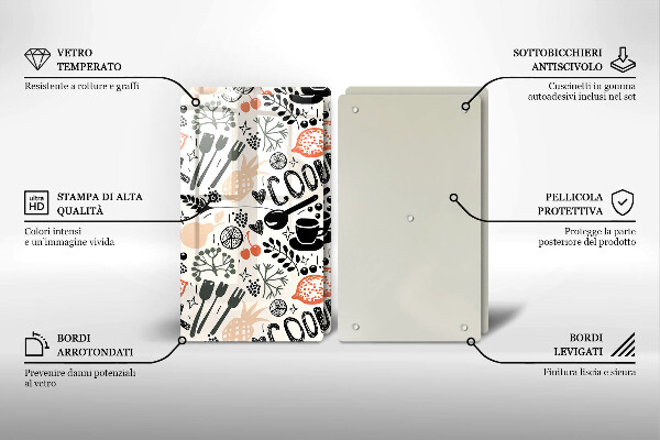 Herdabdeckplatte glas Cartoon-Küchenmotiv