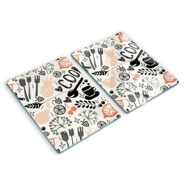 Herdabdeckplatte glas Cartoon-Küchenmotiv