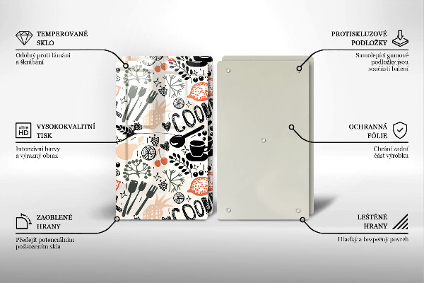 Herdabdeckplatte glas Cartoon-Küchenmotiv